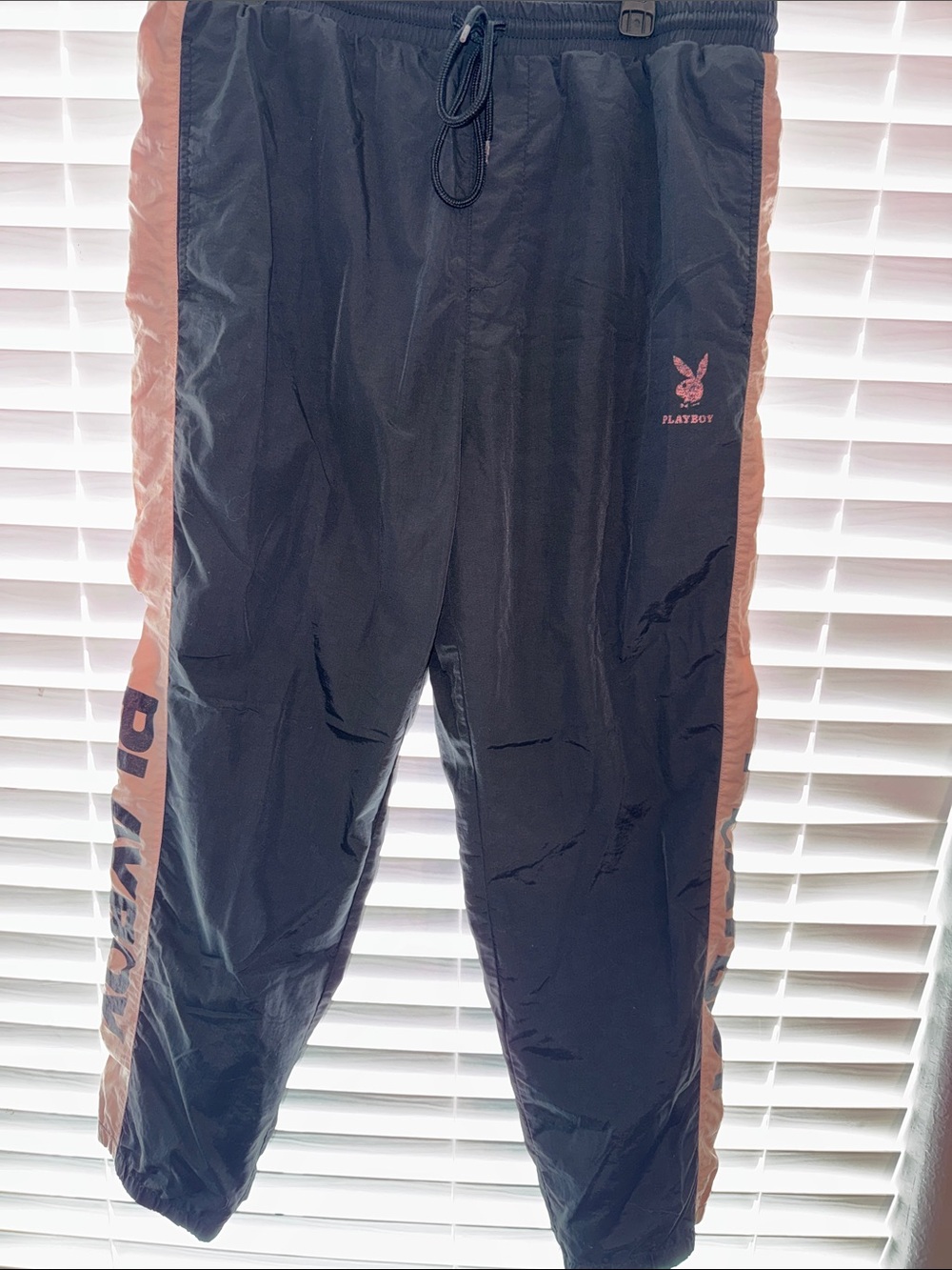PLAYBOY Black Joggers with Pink Side Stripes